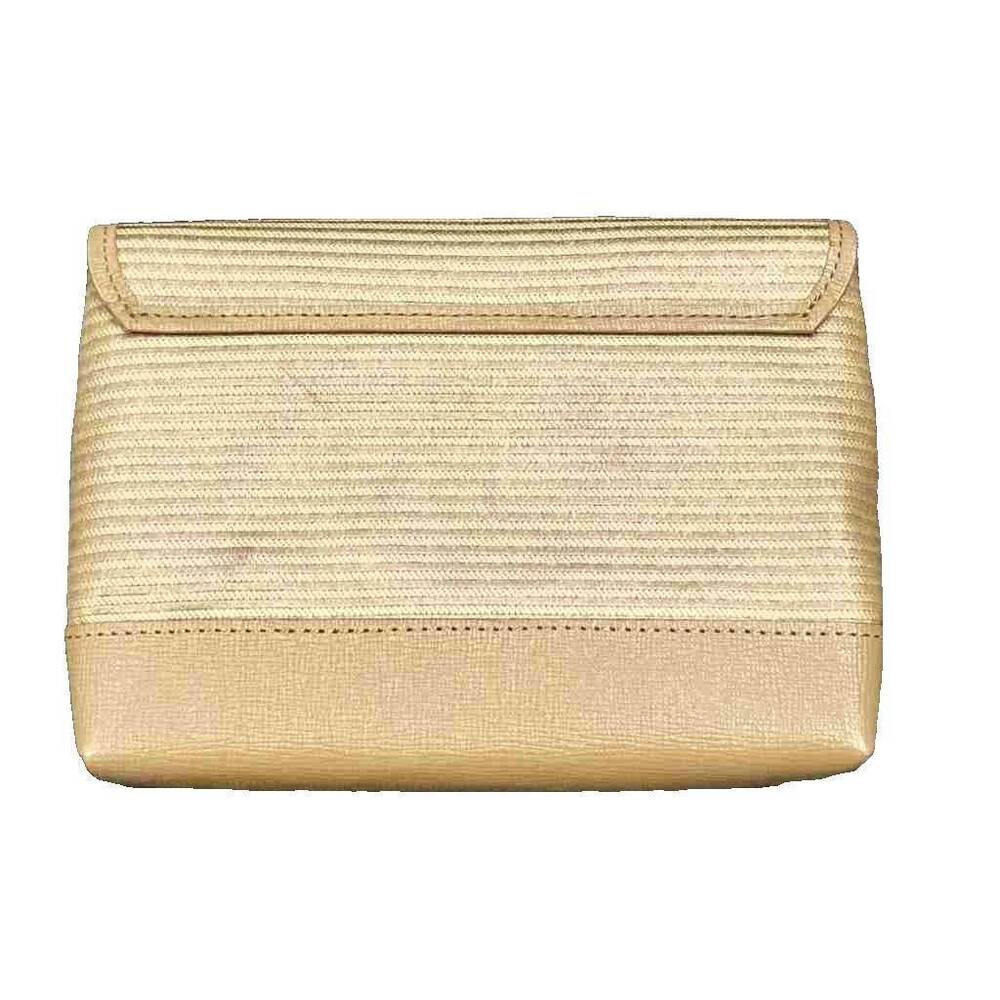 Saint Laurent Yves Pouch Clutch Beige WGA